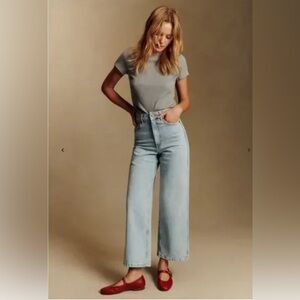 NWT Sezane le crop pants  wide leg bleach blue s/36